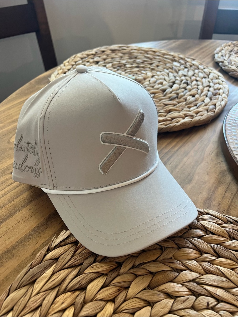 Neutral Beige Baseball Cap with Embroidered Accent